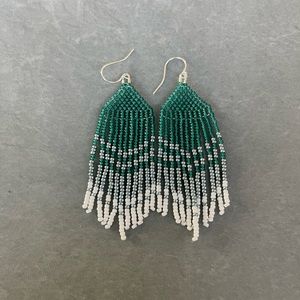 Emerald Green Fringe Earrings - Sterling Silver